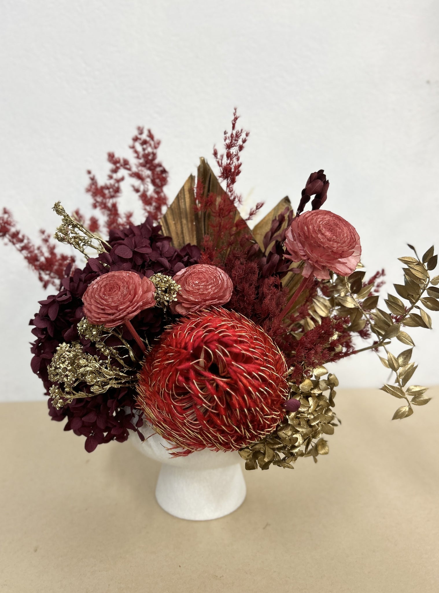 Red Vase Everlasting Arrangement Urban Jungle CBR